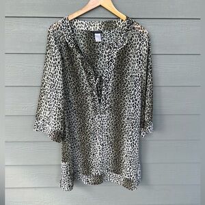 Boston Proper Beaded Neckline Leopard Coverup